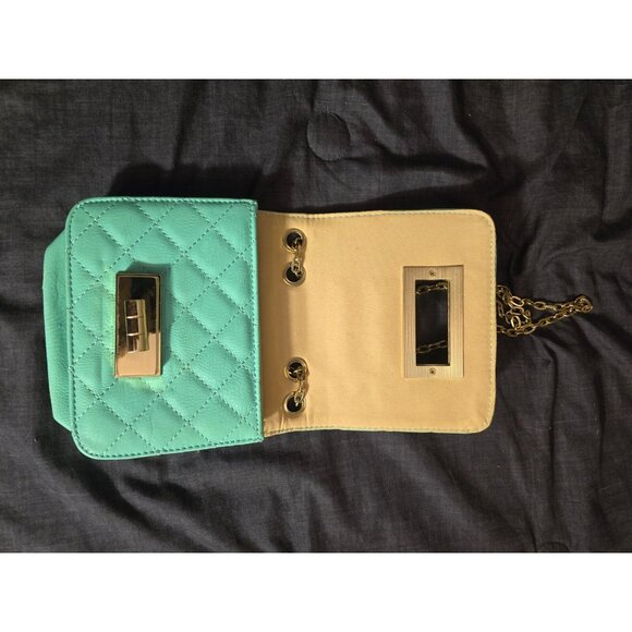 Teal Quilted Look Small Shoulder Bag Handbag Great for Dinner Clubbing - Picture 2 of 3